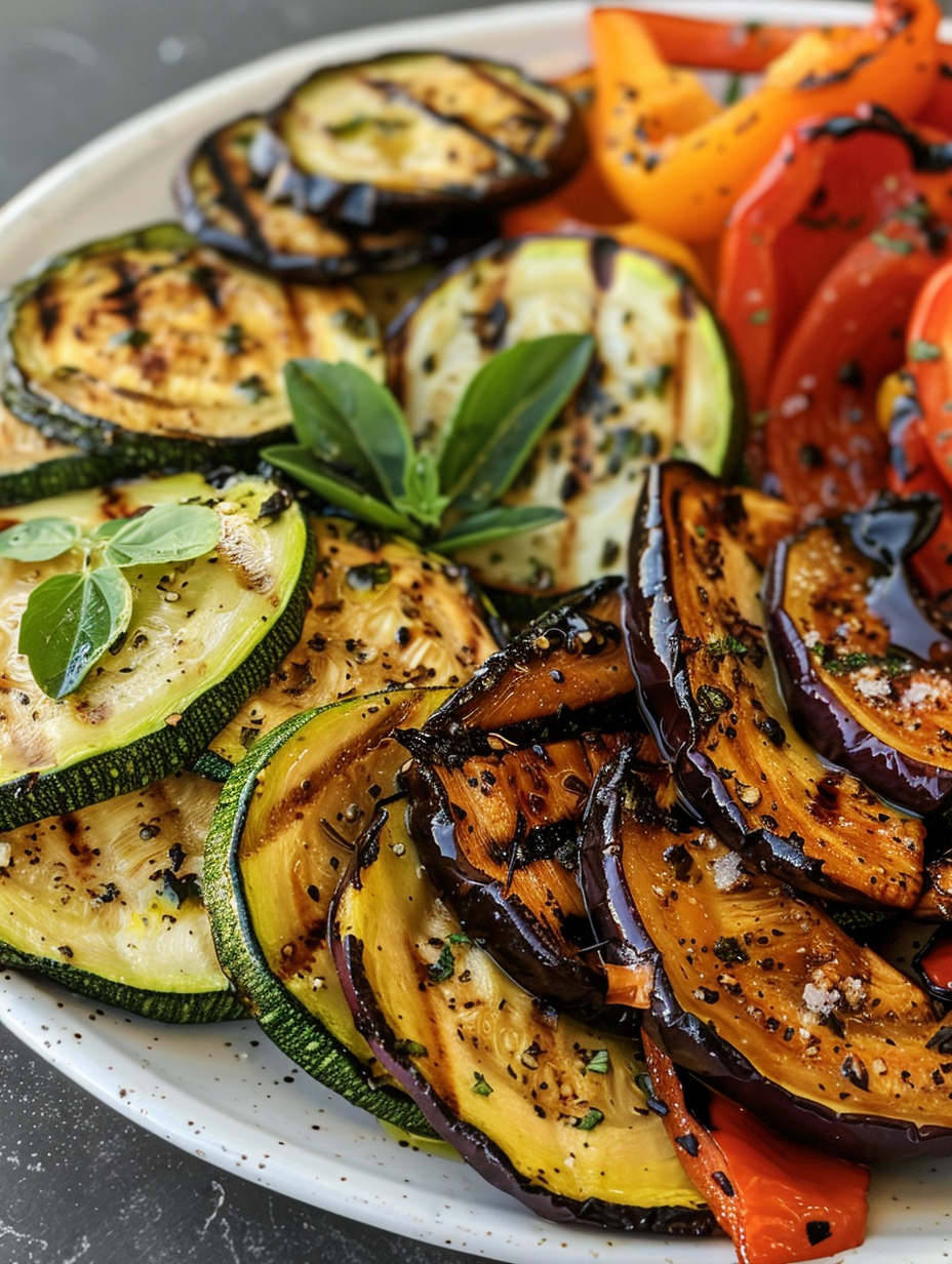 Pyszny obiad na lato z grillowanym kurczakiem i warzywami